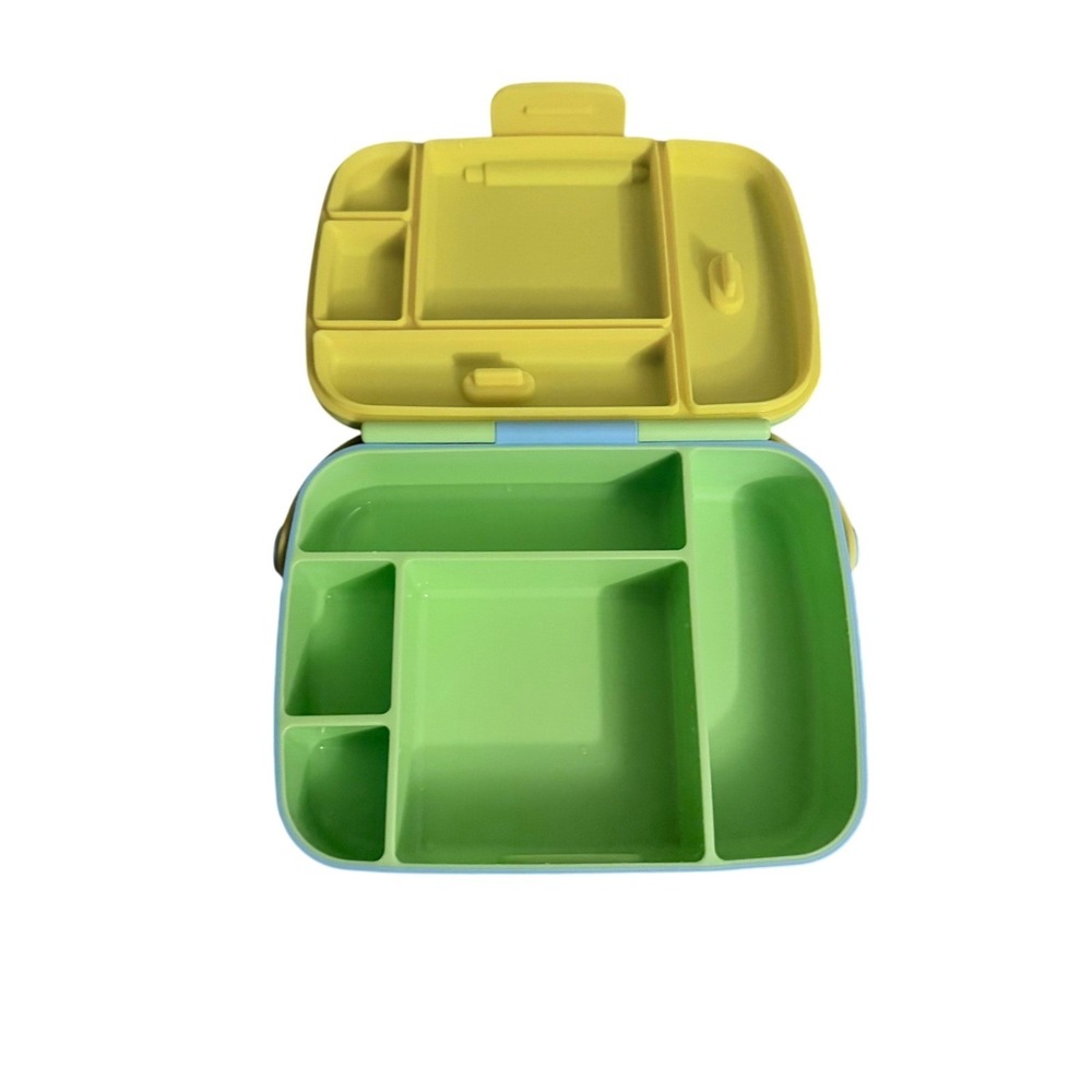 Munchkin Divided Plate Kids Toddler Green Yellow Bento Lunch Box School No Leak